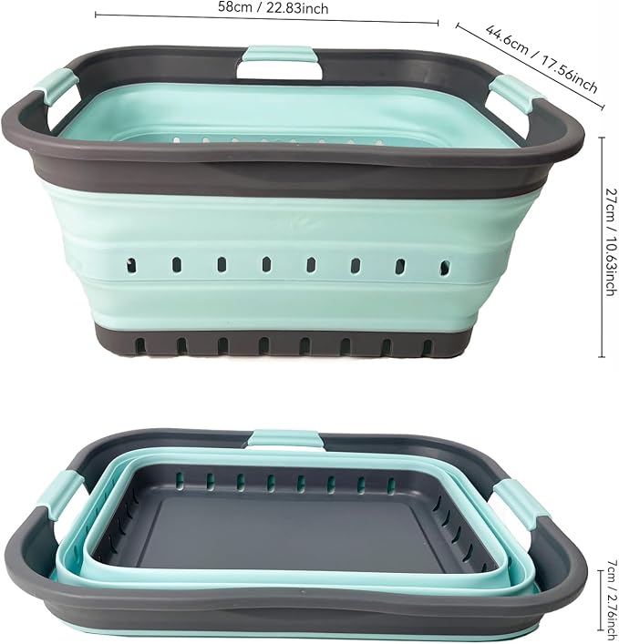 SAMMART 42 Collapsible Plastic Laundry Basket, Foldable Pop Up Storage - Image 9