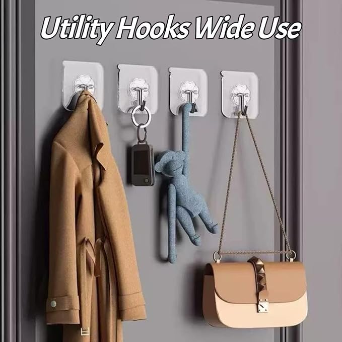 DDMY Clear Adhesive Hooks Heavy Duty Walls Hook 36 Pack - Image 2