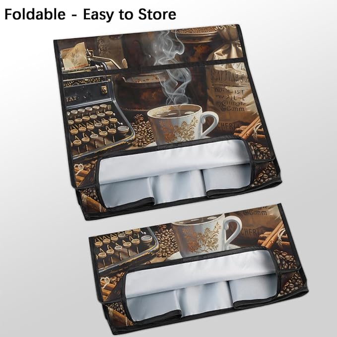 Kitchen Aid Mixer Cover Retro Coffee Bean Pattern Stand Mixer Cover Compatible with 6-8 Quarts Stand Mixers, Dust Covers with Zipper Pocket Foldable Washable Kitchen Aid Organizer Bag