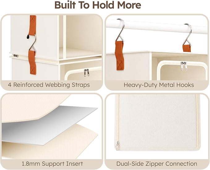6-Tier Modular Hanging Closet Organizer Shelves, Front Opening, Fabric Vertical - Image 6