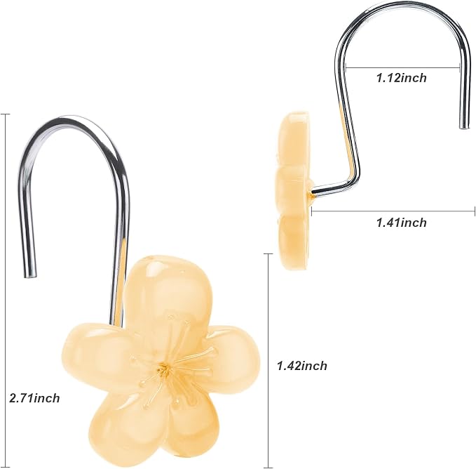 Cute Flower Shower Curtain Hooks, Glow in The Dark, Pretty Floral Themed - Image 5