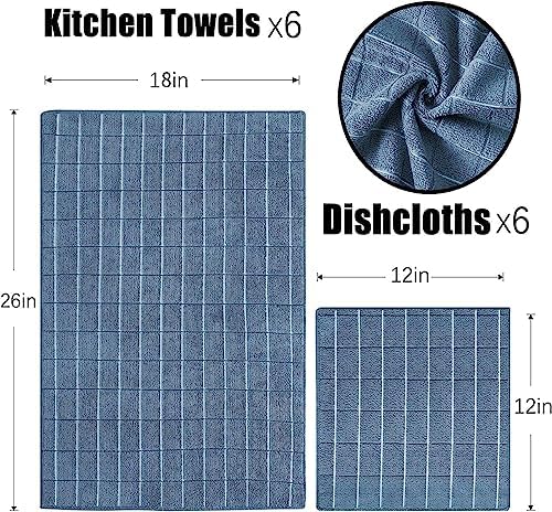 Puomue Microfiber Kitchen Towels and Dishcloths Set, 26 x 18 Inch and 12 x 12 - Image 2