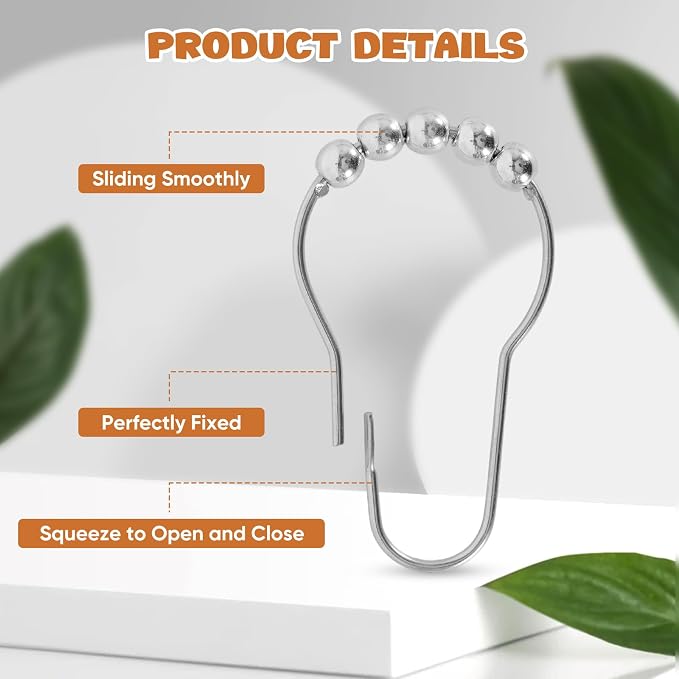 12 Shower Curtain Hooks, Suitable - Image 6