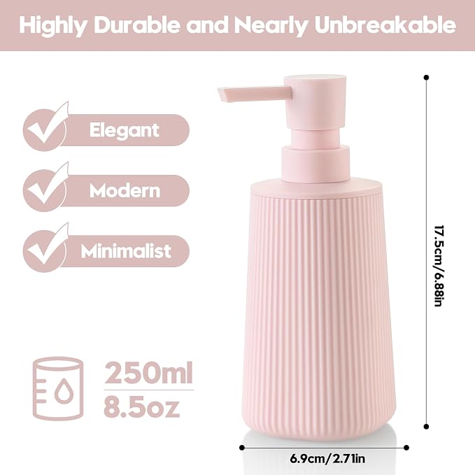 YAUKPH Small Soap Dispenser for Bathroom and Kitchen Matte Pink for Girls | - Image 6