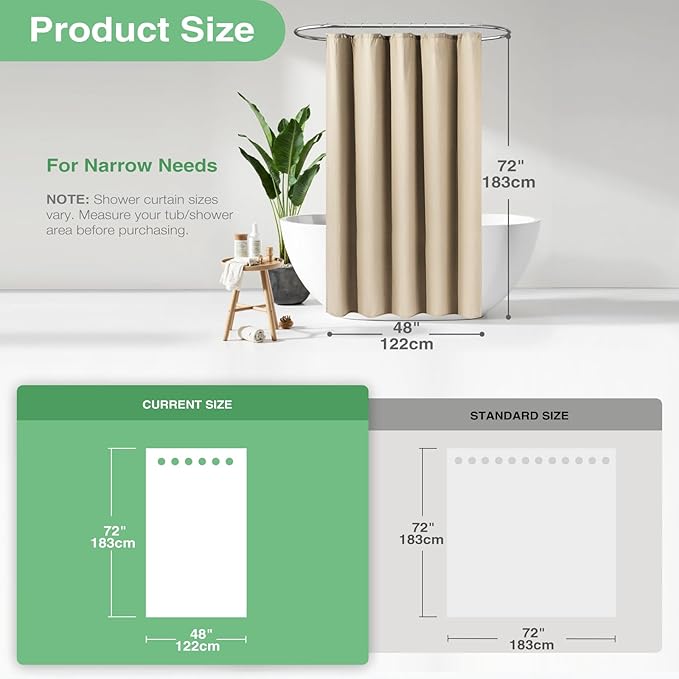 Dynamene Stall Waffle Shower Curtain 256 GSM Heavy Fabric 48x72 Beige/Khaki - Image 3
