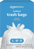Amazon Basics 8 Gallon Flap Tie Trash Bags, Fresh Scent by AmazonBasics