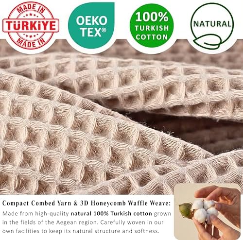 PÜSKÜL Natural 100% Turkish Cotton Waffle Bath Towels Set of 2, Extra-Large - Image 3