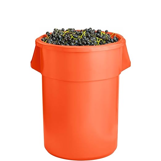 PRO&Family Commercial Round Trash Can, Ingredient Bin, Heavy-Duty Plastic, Anti-Static, Kitchen, Office, Outdoor Use (Orange, 55 Gallon)