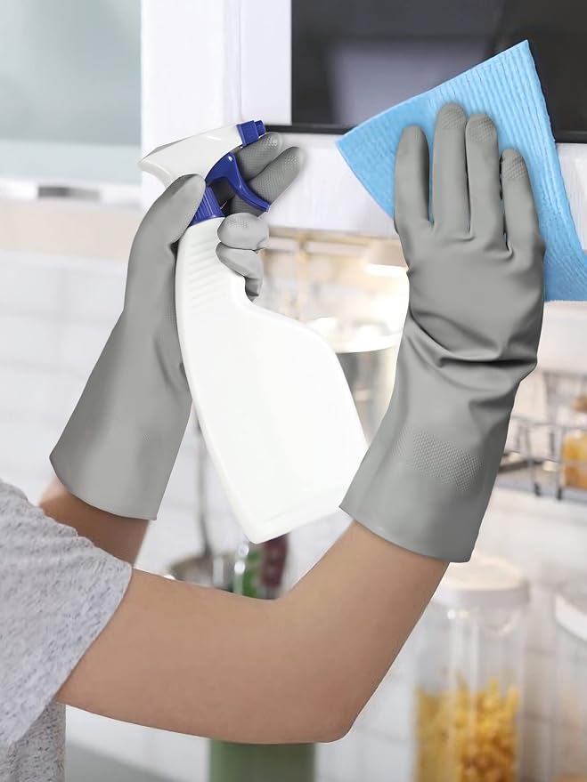 Cleanbear Reusable Dish Washing Rubber Glove Set of 3, Household Cleaning Gloves - Image 3