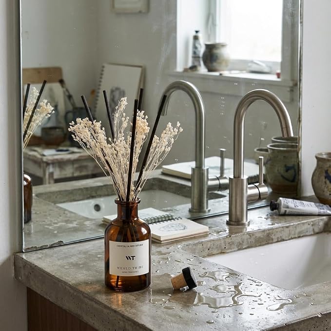 Reed Diffuser Set for Bathroom Air Fresheners, Oil Diffuser Sticks | White - Image 5