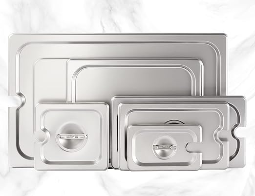 CURTA 6-Pack 1/3 Size Slotted Steam Table Pan Cover, Lid with Handle, NSF, Hotel Pan Cover, Catering Food Pan Cover