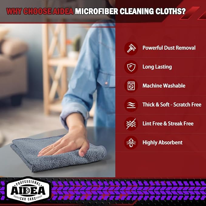 AIDEA Microfiber Cleaning Cloth Grey-800PK, Microfiber Towels, 12×12" | Shop - Image 3