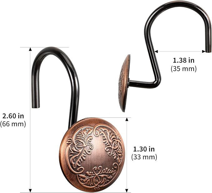 Chictie Bronze Shower Curtain Hooks Rings-Oil Rubbed Decorative Shower Curtain - Image 5