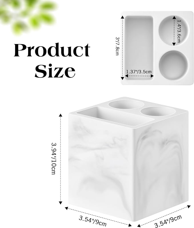 Luxspire Toothbrush Holder, 3 Slots, Marble White | Diatomite, Fast Drying - Image 5