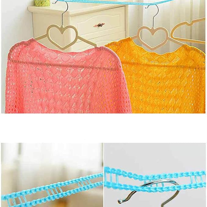 3 Pack of ALINNA Windproof Nylon Clothesline Pink Blue Green Colors Adjustable - Image 6
