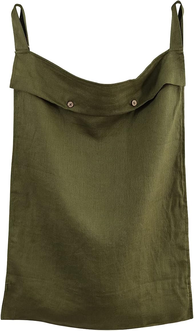 Linen Hanging Laundry Bag, 100% Linen Over The Door Laundry Hamper by HSOFTIFY