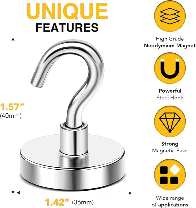 DIYMAG Magnetic Hooks, 170lbs Heavy Duty Magnets - Image 2