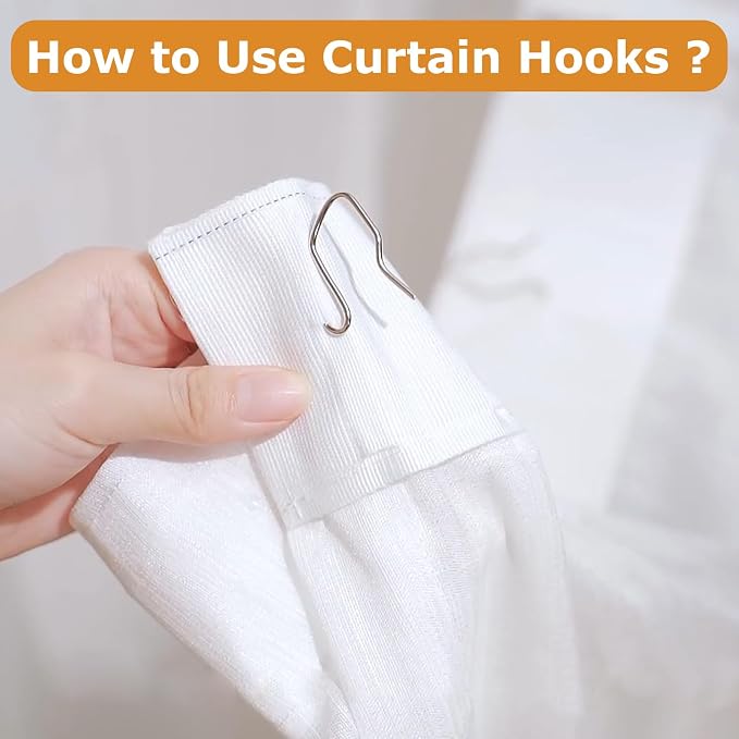 100 Pack Silver Metal Curtain Hooks Pin-On Drapery Hooks, Suitable - Image 4