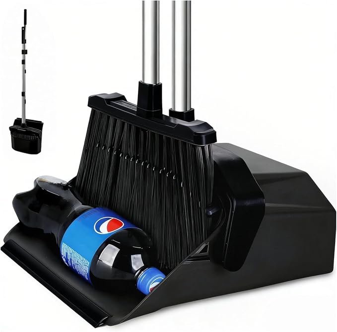 Broom and Dustpan Set for Home, ZeroGap Lip, Upright Storage Broom Combo for by Tiumso