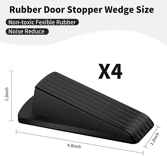 Door Stoppers, 4 Pack Premium Rubber Door Stoppers - Image 2