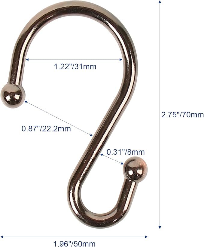 Metal Shower Curtain Hooks, Rust Proof Shower Curtain Hooks Rings, Durable S - Image 5