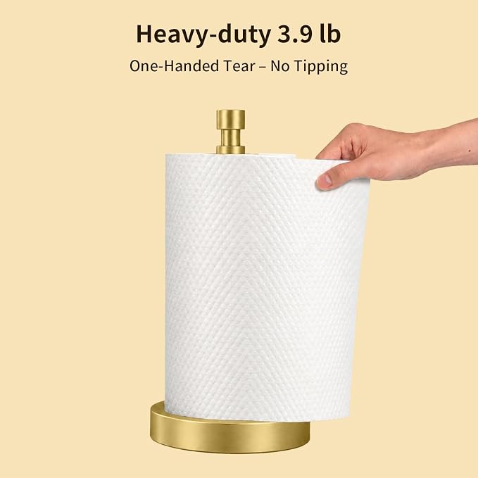 YUMORE 3.9lbs Heavy Duty Paper Towel Holder Countertop Weighted Base Gold - Image 3