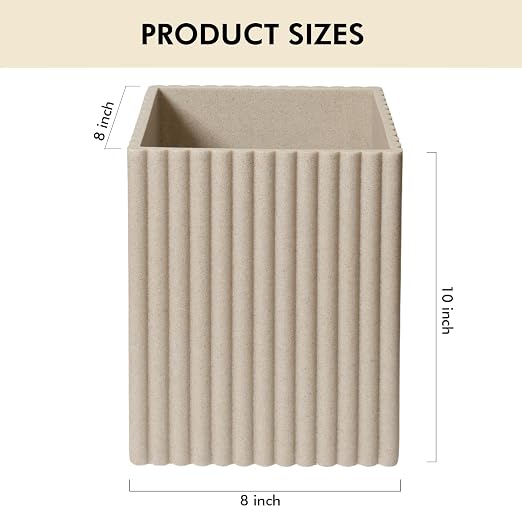 Beige Luxury Stone Bathroom Trash Can, Modern Bathroom Office Trash Can - Image 2