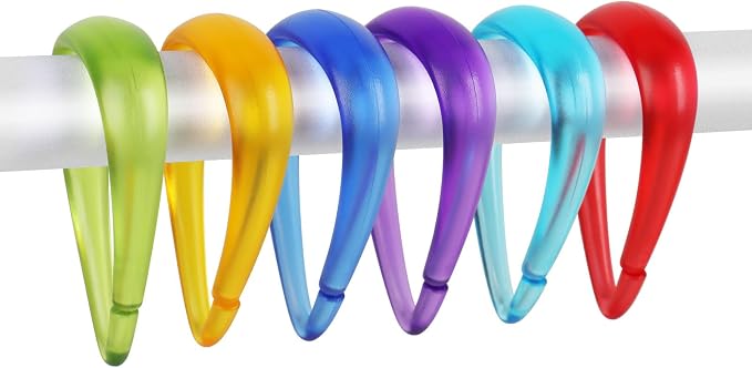 Top-spring 6 Colors Shower Curtain Hooks 12Pcs Drop Shaped Hooks by Top-spring