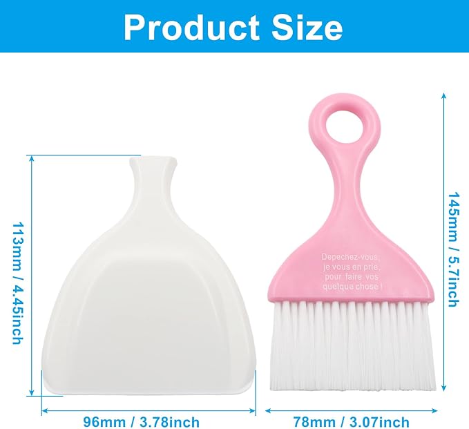 Hordion 3PCS Mini Dustpan Set, Small Dust Pan and Brush Set - Image 2