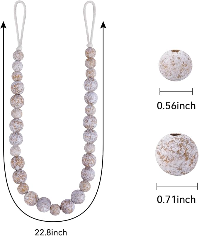 KLOGTSIND Wood Bead Curtain Tiebacks, 6 Pack Curtain Tie Backs - Image 2