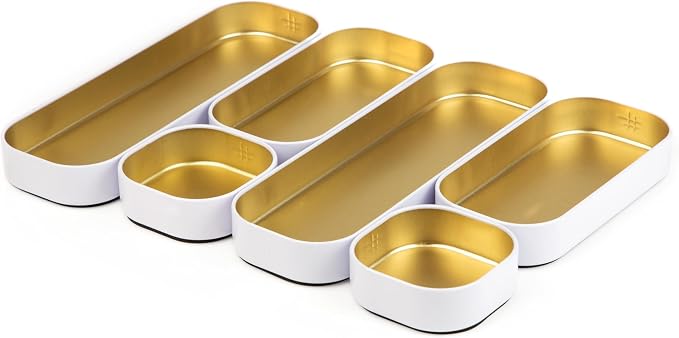 Three by Three Seattle Metal Drawer Organizer Tray Set, makeup & office drawers by ThreebyThreeSeattle