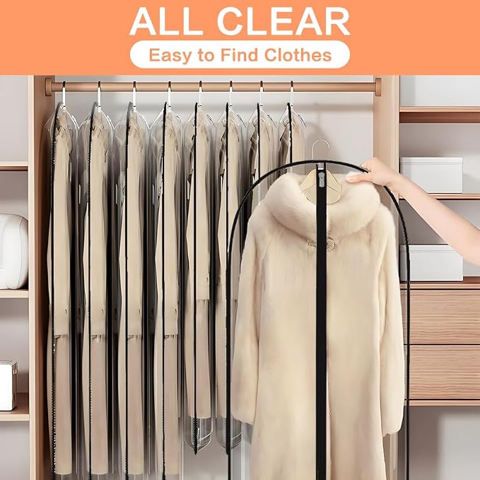 Clear Garment Bags for Hanging Clothes Travel Clothes Storage Bags Closet Cover - Image 5