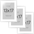 Homeforia 13x17 Picture Frame Silver, High End Metal 13x17 Frames with Mat 10x14 for Photo, 13 x 17 Silver Poster Frame Matted to 10 x 14 Print, 17x13 Hanging Frame, Tempered Glass, Wall Kit, Set of 3
