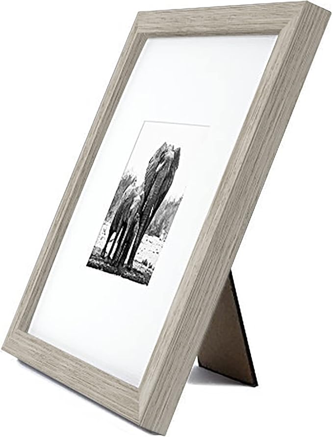 Americanflat 8x8 Picture Frame with Shatter-Resistant Glass - Use as 4x4 Frame with Mat or Display 8x8 Photo Without Mat - Signature Collection - Square Frames for Tabletop and Wall - Driftwood
