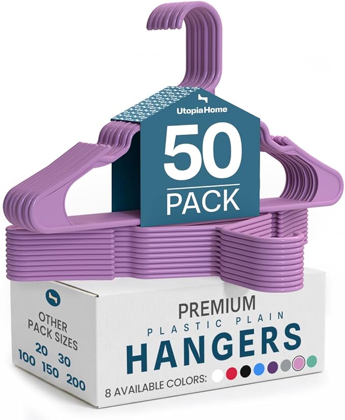 Utopia Home Plastic Hangers 50 Pack – Space Saving Clothes Hanger Pink | by UTOPIAHOME