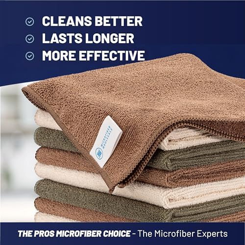 MW Pro Multi-Surface Microfiber Towel – Sand, Tan 12 Pack |16"x16" Premium - Image 2