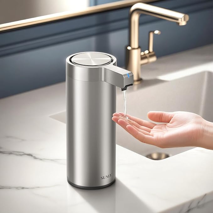 Touchless Automatic Soap Dispenser – Clog-Free Pump, 0.2s Fast Sensor, USB-C by SUNLYHOME