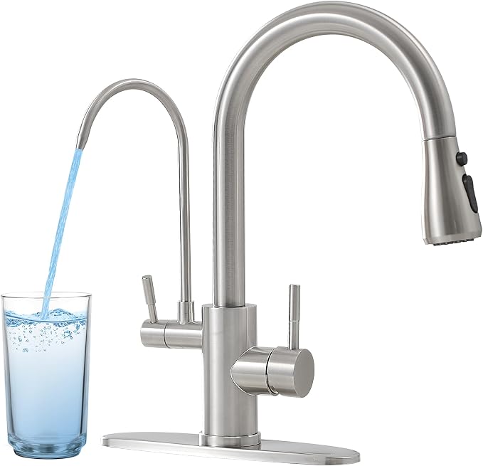 Kitchen Faucets with Water Filter and Pull Down Sprayer, Kitchen Sink Faucet by JOOM
