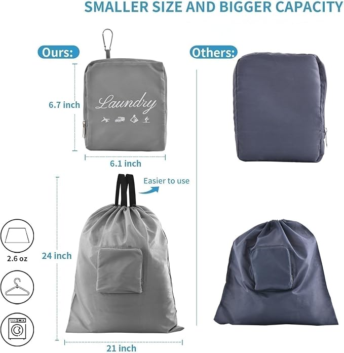 JHX Travel Laundry Bag, Dirty Clothes Bag 【Upgraded】 - Image 2