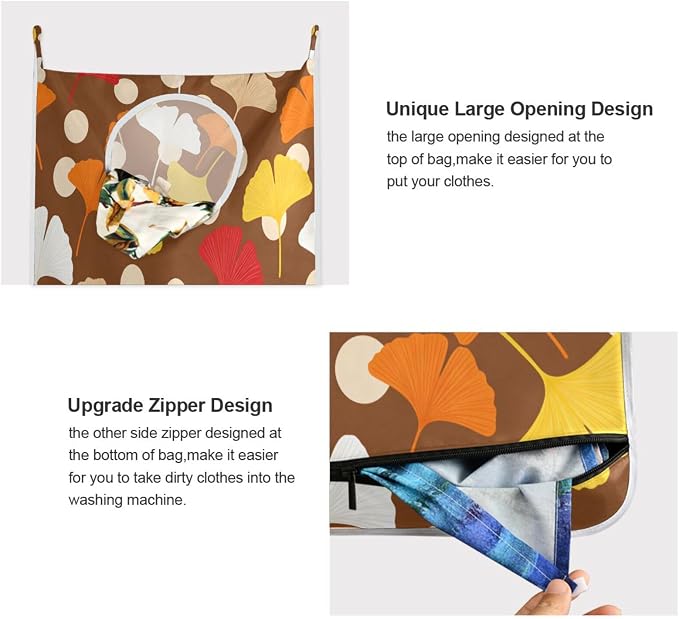 2PCS Hanging Laundry Hamper Bag Over the Door Laundry Hamper Wall Hamper Large - Image 4