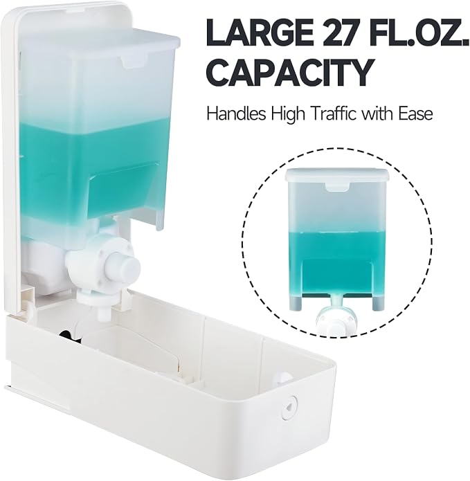 anydry Liquid Hand Soap Dispenser Wall Mounted 27oz Large Capacity White | - Image 2