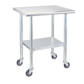 Profeeshaw Stainless Steel Table with Wheels 24x30 Inch, NSF Commercial Kitchen Prep & Work Table with Undershelf and Galvanized Legs for Restaurant, Bar, Utility Room and Garage Heavy Duty Table