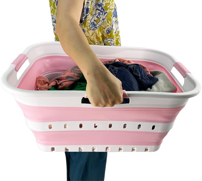 SAMMART 42 Collapsible Plastic Laundry Basket, Foldable Pop Up Storage - Image 5