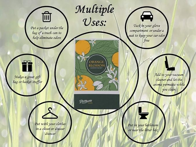 Orange Blossom Scented Sachets Pack of 6, Spring and Summer - Image 3