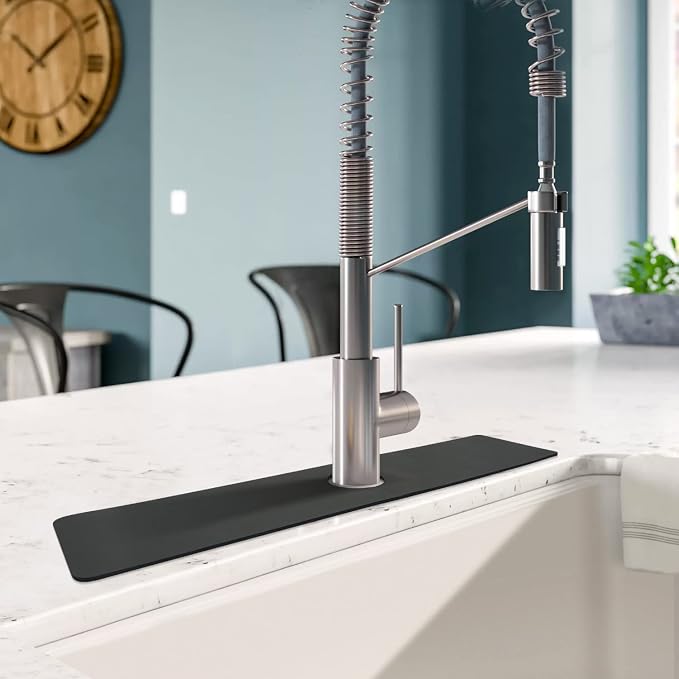 LOPNUR Cuttable Faucet Mat for Kitchen Sink, Long 24x5.5 Inch, Dark Grey | - Image 2