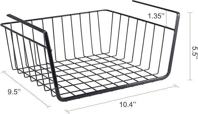 4Pcs Under Shelf Basket Metal Wire Under Cabinet Basket - Image 9