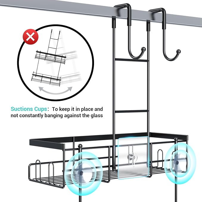 Over the Door Shower Caddy Hanging: No Drill Rustproof Shower Organizer - Image 3