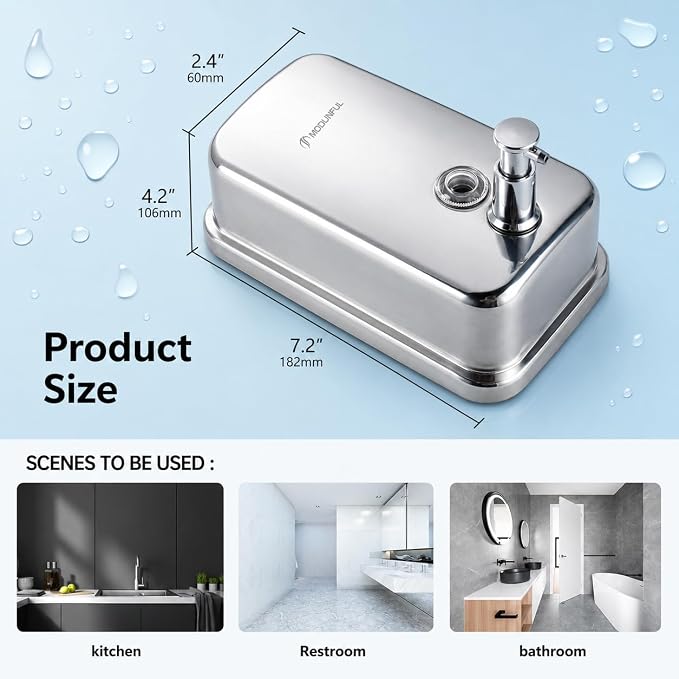 Stainless Steel Soap Dispenser for Kitchen Wall Mount – 27oz Vertical | Durable - Image 6