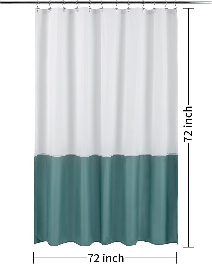 ALYVIA SPRING Waterproof Fabric Shower Curtain or Liner White/Teal - Image 7
