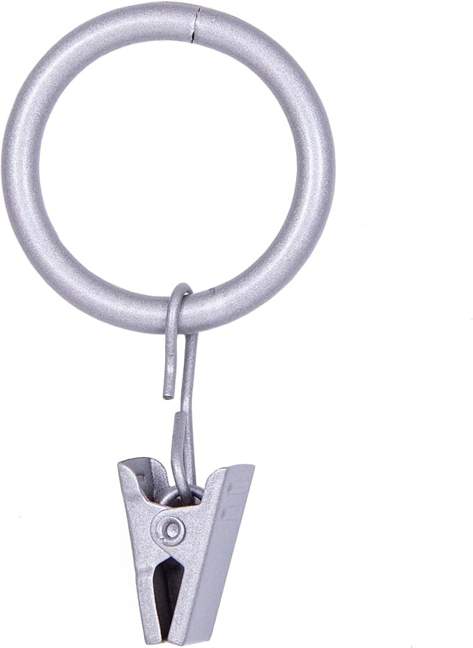 Kenney Clip Rings for 5/8" to 3/4" Diameter Curtain Rods, Brushed Nickel by Kenney